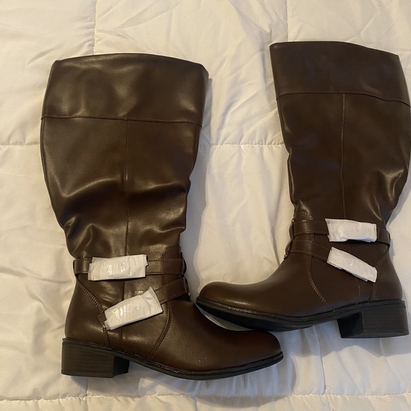 Arizona Denver Faux Leather Tall WIDE CALF Boots Womens 8.5 M NIB w/ Tags - Picture 1 of 9